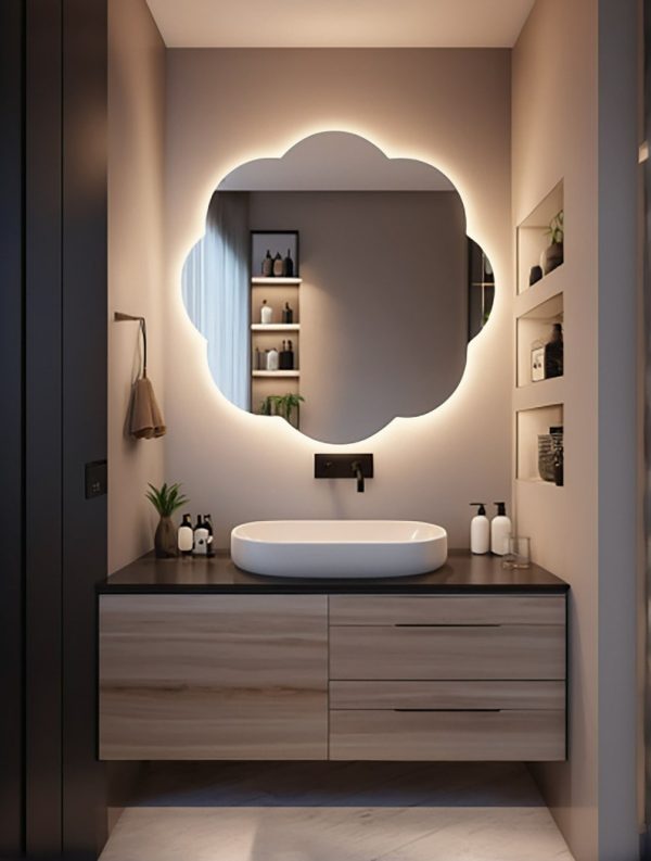 LED Round Bathroom Mirror – Lighted Wall Vanity Mirror