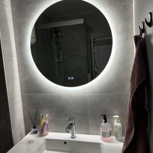 Wall Hanging Round LED Mirror – Dimmable Lighted Makeup & Bathroom Mirror