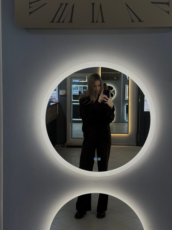 Wall Hanging Round LED Mirror – Dimmable Lighted Makeup & Bathroom Mirror - Image 3