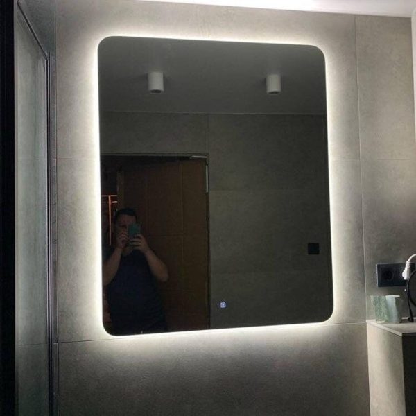 Frameless Rectangular LED Mirror – Backlit Rounded Corner Bathroom & Bedroom Mirror