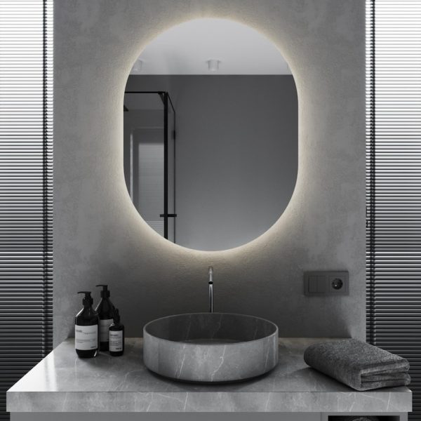 Elegant Oval LED Mirror – Modern Backlit Wall-Mounted Vanity Mirror - Image 3