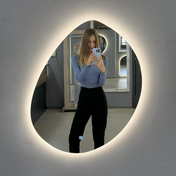 Asymmetrical Circle Bathroom Mirror – Irregular Modern Vanity Wall Decor