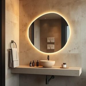 Asymmetrical LED Mirror – Irregular Round Wall & Makeup Mirror