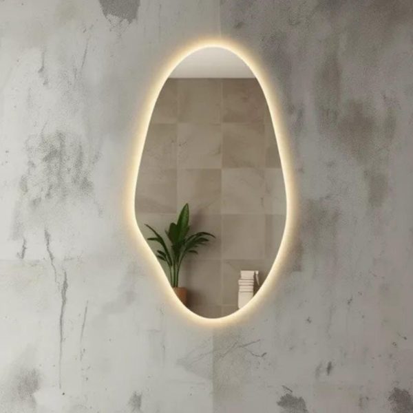 Asymmetrical LED Bathroom Mirror – Large Irregular Lighted Vanity Wall Mirror - Image 2