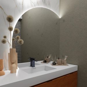 Gilded LED Radius Mirror – Touch Sensor Bathroom & Vanity Mirror