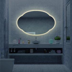 Cloud Shaped Oval LED Mirror – Modern Backlit Bathroom & Vanity Wall Mirror