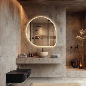 LED Asymmetrical Bathroom Mirror – Modern Irregular Backlit Vanity Mirror
