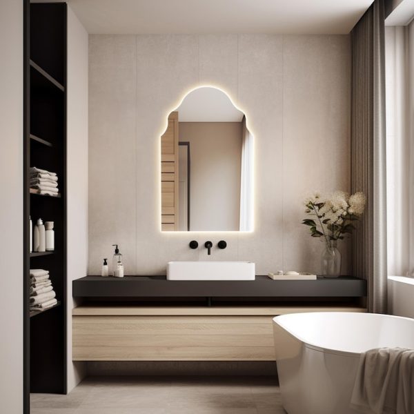 Arched LED Mirror – Art Deco Backlit Bathroom & Vanity Wall Mirror - Image 5