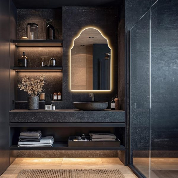 Arched LED Mirror – Art Deco Backlit Bathroom & Vanity Wall Mirror - Image 2