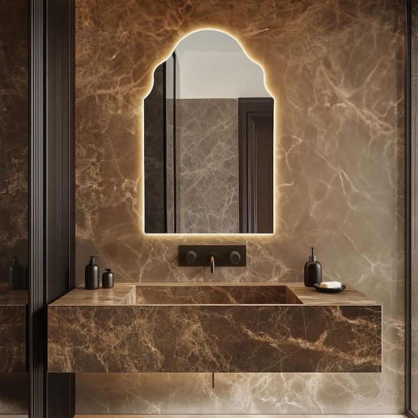 Arched LED Mirror – Art Deco Backlit Bathroom & Vanity Wall Mirror - Image 3