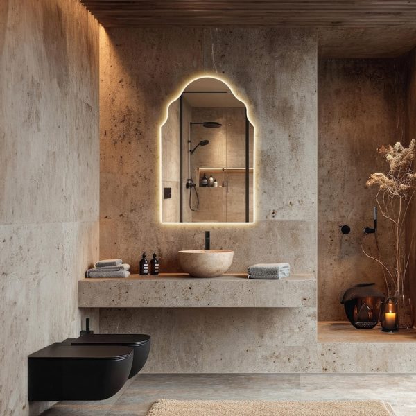 Arched LED Mirror – Art Deco Backlit Bathroom & Vanity Wall Mirror - Image 6