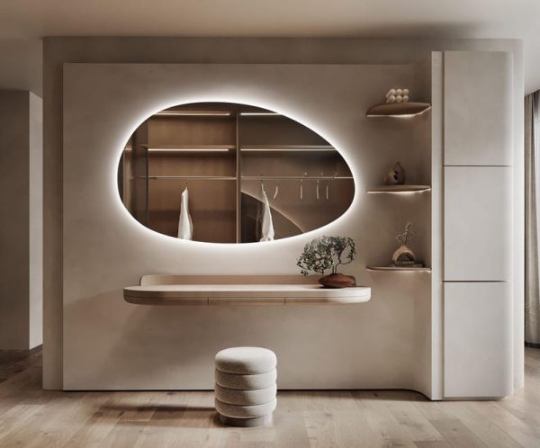 Oval LED Backlit Mirror – Large Asymmetrical Luxury Wall & Bathroom Mirror - Image 2