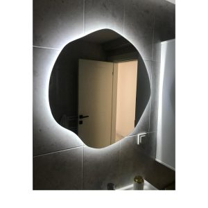 Irregular Round LED Mirror – Asymmetrical Backlit Wall & Bathroom Mirror