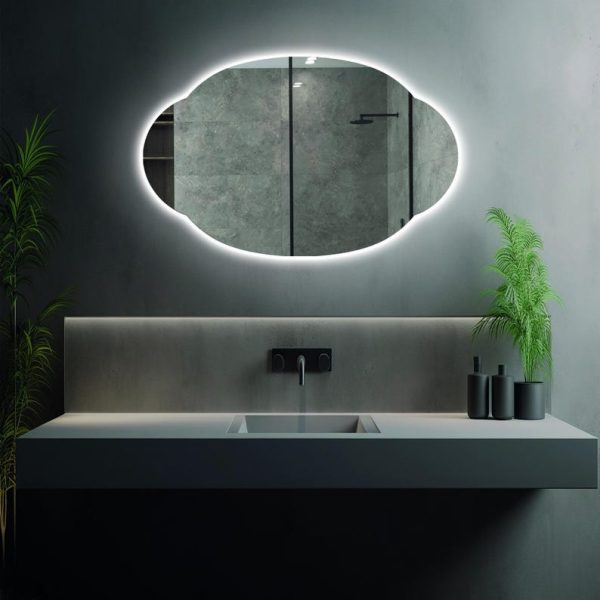 Cloud Shaped Oval LED Mirror – Modern Backlit Bathroom & Vanity Wall Mirror - Image 4