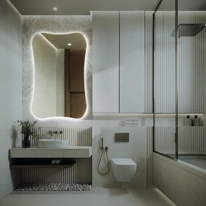 Rectangle Wavy LED Mirror – Modern Backlit Frameless Wall & Vanity Mirror