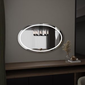 Modern Oval LED Mirror – Backlit Bathroom & Bedroom Vanity Wall Mirror