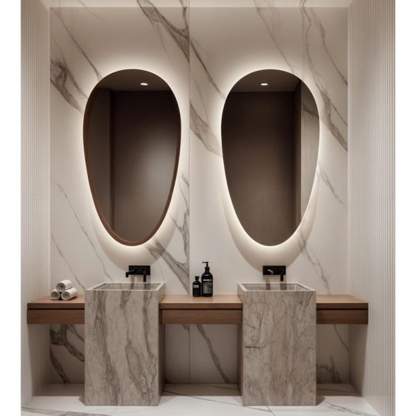Oval LED Bathroom Mirror – Modern Backlit Wall Hanging Vanity Mirror - Image 3