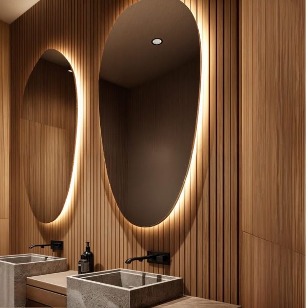 Oval LED Bathroom Mirror – Modern Backlit Wall Hanging Vanity Mirror - Image 4