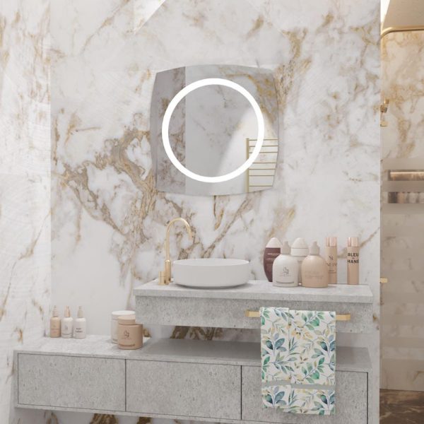 Modern Asymmetrical LED Mirror – Minimalist Lighted Bathroom Wall Decor - Image 5