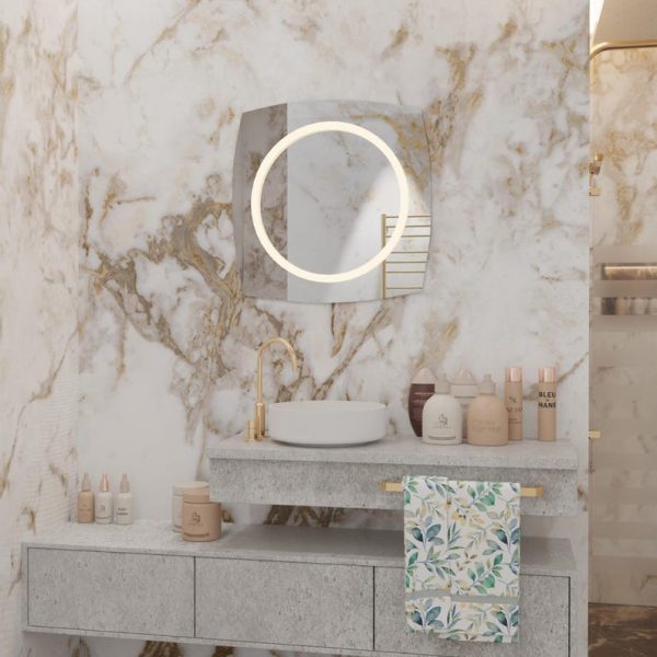 Modern Asymmetrical LED Mirror – Minimalist Lighted Bathroom Wall Decor - Image 8