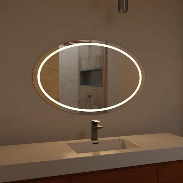 Modern Oval LED Mirror – Backlit Bathroom & Bedroom Vanity Wall Mirror - Image 4
