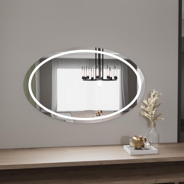 Modern Oval LED Mirror – Backlit Bathroom & Bedroom Vanity Wall Mirror - Image 5