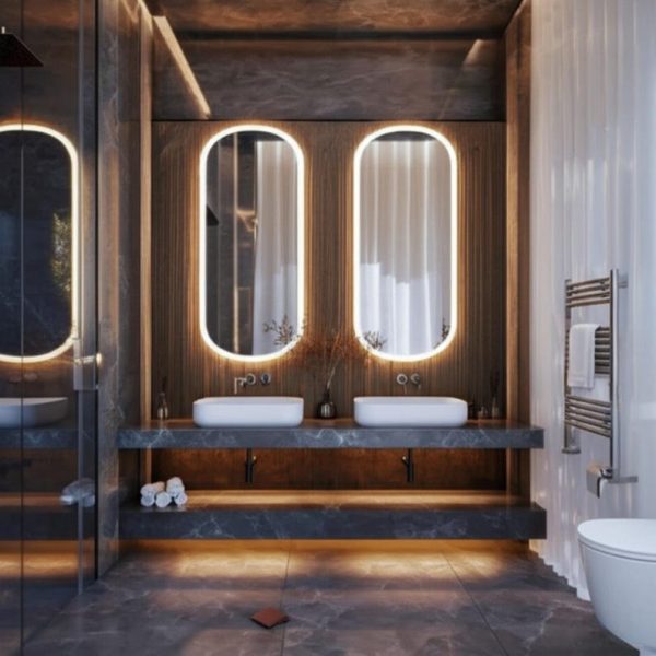 Pill-Shaped LED Mirror – Oval Lighted Bathroom & Vanity Wall Mirror - Image 4