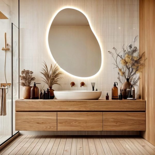 Irregular LED Mirror – Asymmetrical Lighted Bathroom & Vanity Wall Mirror - Image 2
