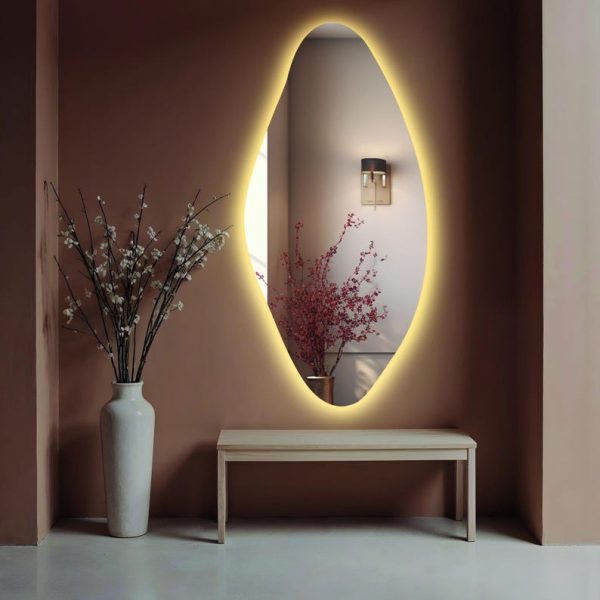 Tall Oval LED Mirror – Long Backlit Bathroom & Home Decor Mirror - Image 5