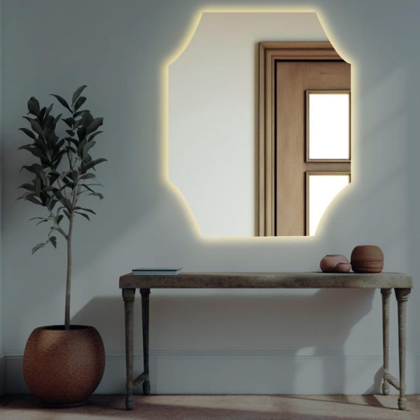Elegant Geometric LED Wall Mirror – Unique Eight-Corner Backlit Bathroom Mirror - Image 5