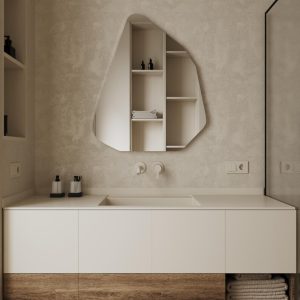 Asymmetrical LED Backlit Mirror – Modern Irregular Bathroom & Vanity Wall Mirror