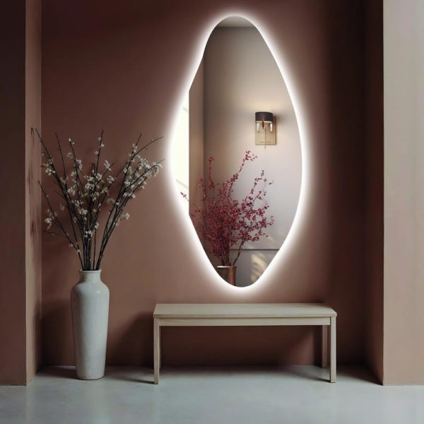Tall Oval LED Mirror – Long Backlit Bathroom & Home Decor Mirror - Image 3
