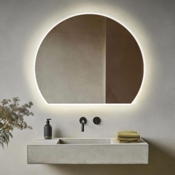 Cut Circle LED Mirror – Sleek Frameless Backlit Bathroom & Vanity Mirror - Image 3
