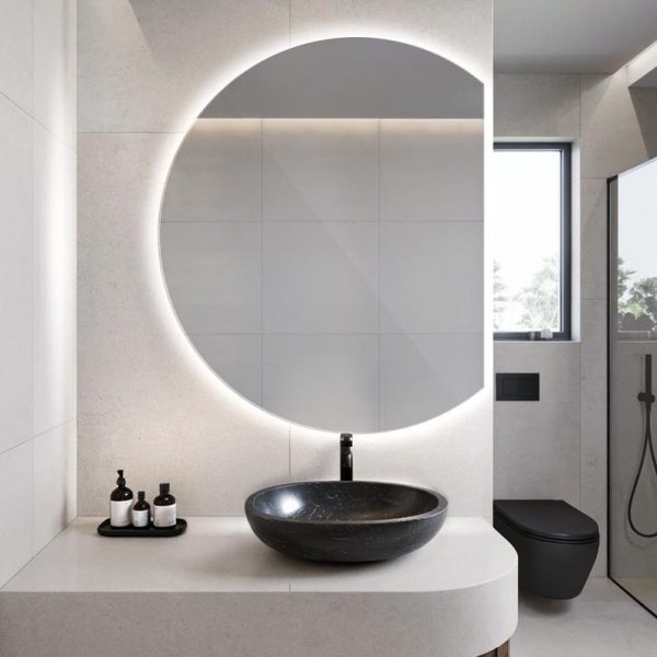 Cut Circle LED Mirror – Sleek Frameless Backlit Bathroom & Vanity Mirror - Image 4