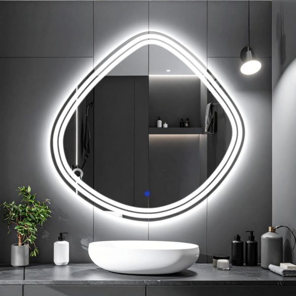 Nomari Asymmetric LED Mirror – Touch Sensor Dimmable Bathroom Vanity Mirror - Image 5