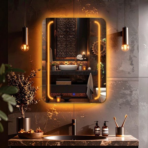 RectaV LED Rectangular Mirror – Touch Sensor Dimmable Bathroom Vanity Mirror - Image 5
