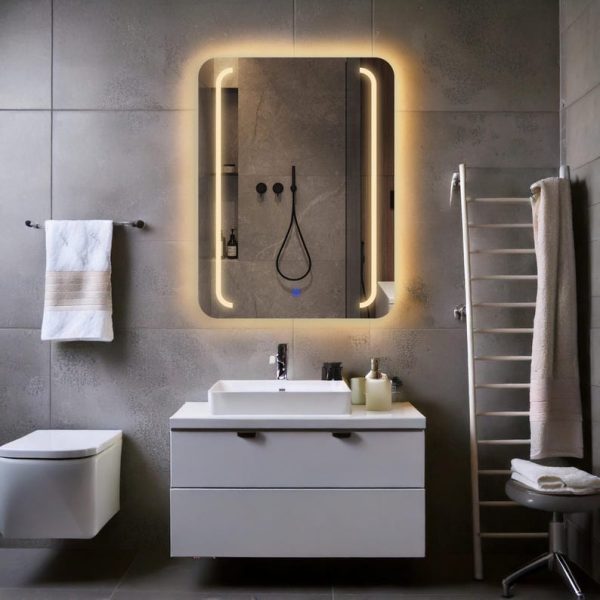 RectaV LED Rectangular Mirror – Touch Sensor Dimmable Bathroom Vanity Mirror - Image 2
