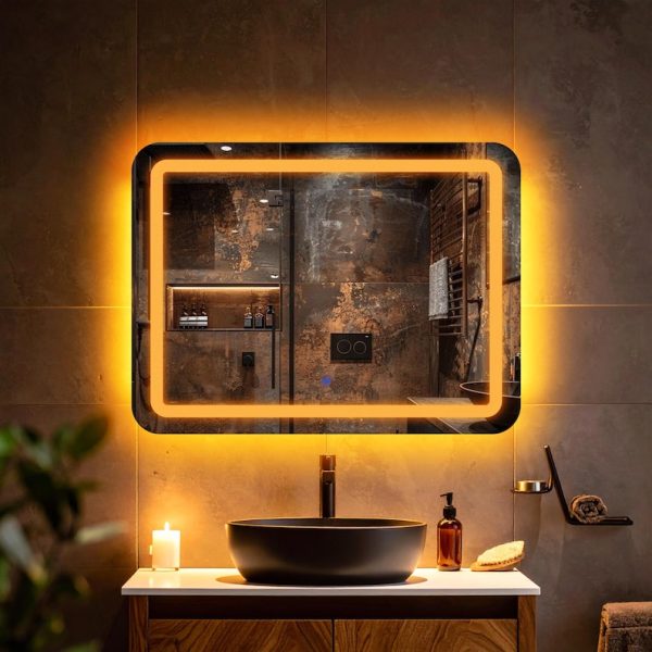 Quadra LED Rectangular Mirror – Touch Sensor Dimmable Bathroom Vanity Mirror - Image 3