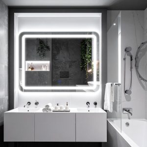 Quadra LED Rectangular Mirror – Touch Sensor Dimmable Bathroom Vanity Mirror