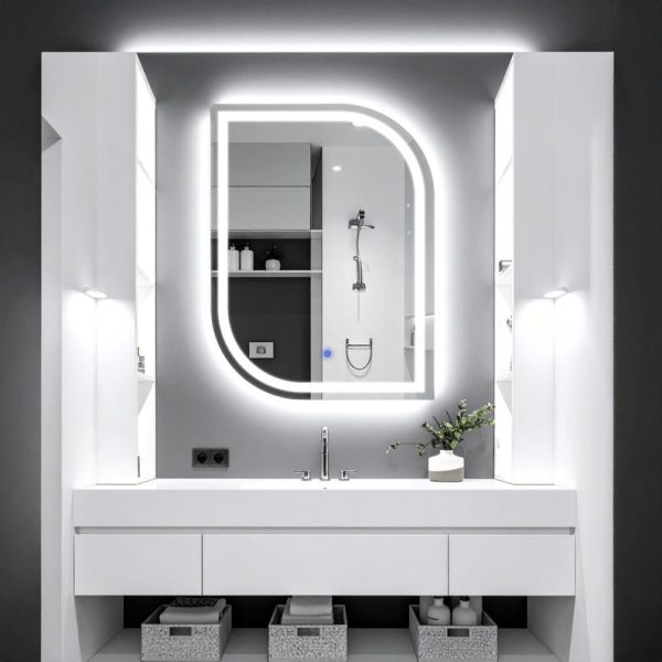 Curva LED Rectangular Mirror – Touch Sensor Dimmable Bathroom Vanity Mirror - Image 3