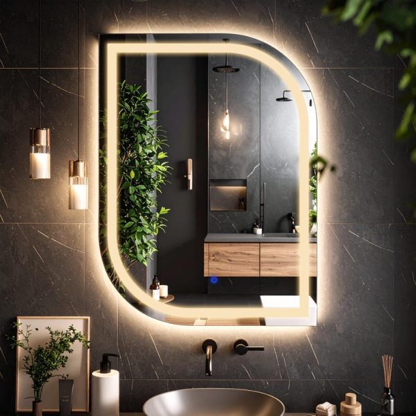 Curva LED Rectangular Mirror – Touch Sensor Dimmable Bathroom Vanity Mirror - Image 6