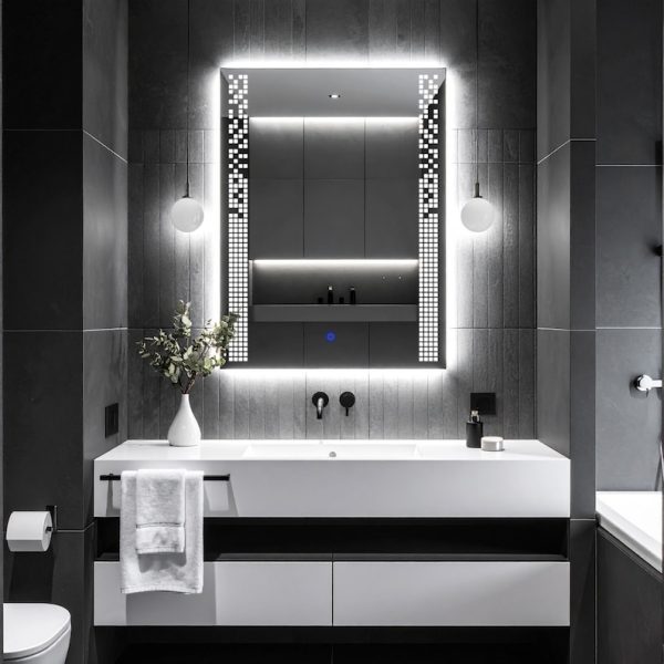 Velano LED Rectangular Mirror – Touch Sensor Dimmable Bathroom Vanity Mirror - Image 2