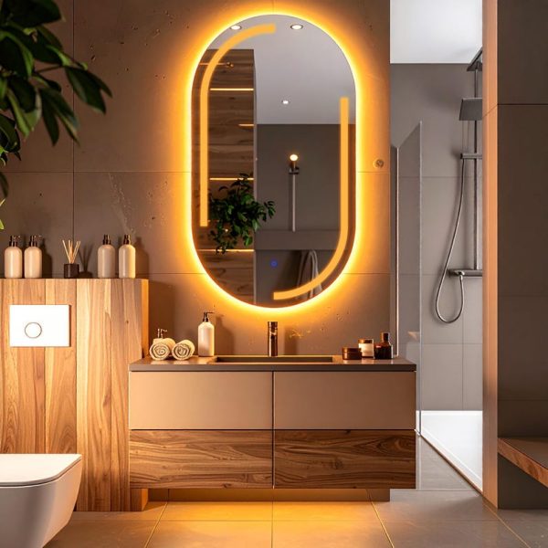 Lunare LED Oblong Mirror – Touch Sensor Dimmable Bathroom Vanity Mirror - Image 3
