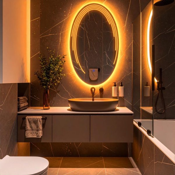 Elliptika LED Ellipse Mirror – Touch Sensor Dimmable Bathroom Vanity Mirror - Image 3