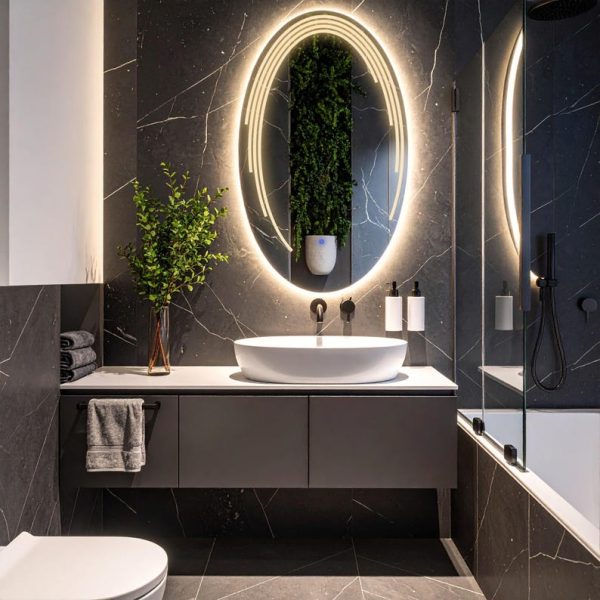 Elliptika LED Ellipse Mirror – Touch Sensor Dimmable Bathroom Vanity Mirror