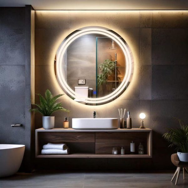 Luna LED Round Mirror – Touch Sensor, Dimmable Bathroom Vanity Mirror