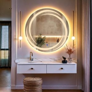 Flux LED Round Mirror – Touch Sensor, Dimmable Bathroom Vanity Mirror