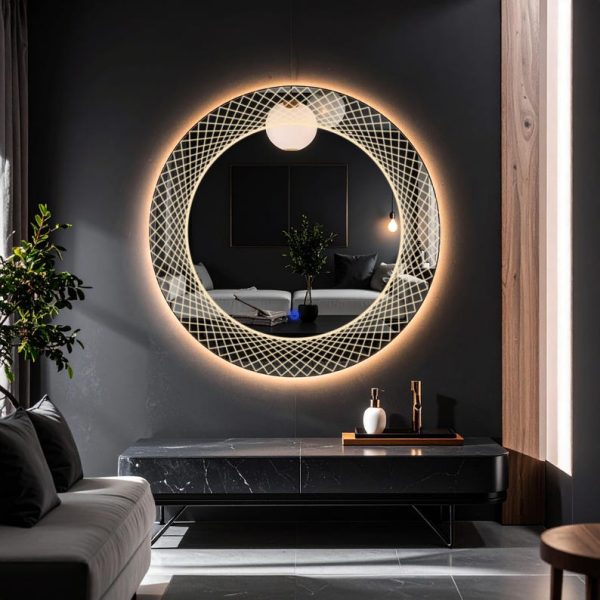 Trivon LED Round Mirror – Touch Sensor, Dimmable Bathroom Vanity Mirror - Image 4