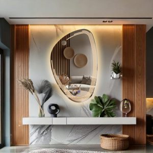 Fractura Asymmetric LED Mirror – Touch Sensor Dimmable Bathroom Vanity Mirror