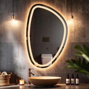 Diagonale Asymmetric LED Mirror – Touch Sensor Dimmable Bathroom Vanity Mirror